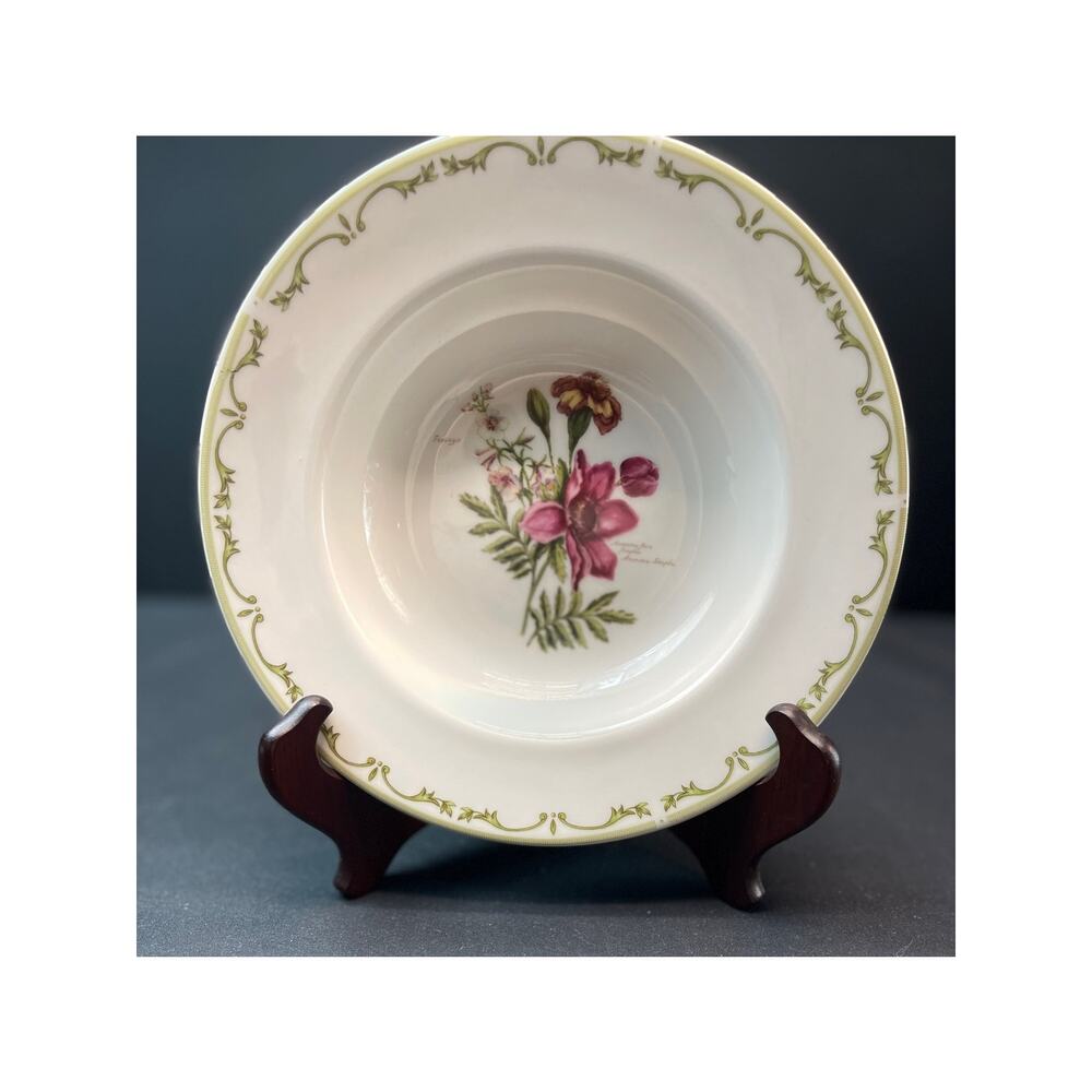 Vintage Queens Recueil des Fleurs Rim China Soup Bowl 8.5" - Made in India